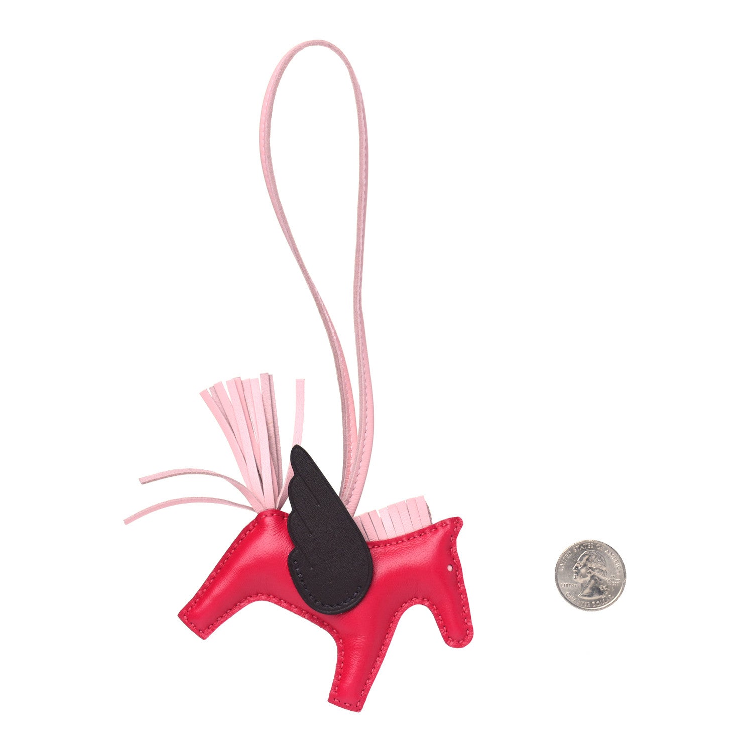 Hermes Milo Lambskin Grigri Rodeo Pegase Horse Bag Charm PM Framboise Rose Sakura Rouge Sellier 2 of 4