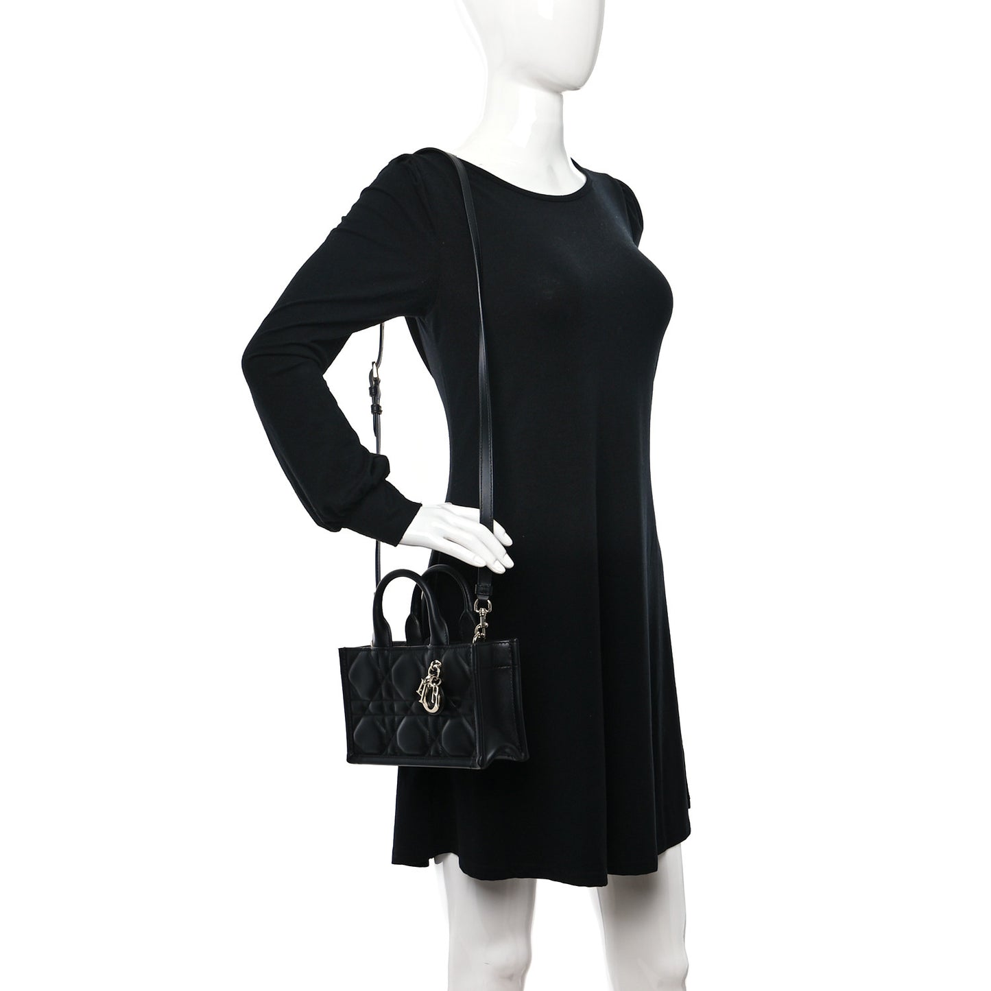Calfskin Macrocannage Mini Book Tote Black
