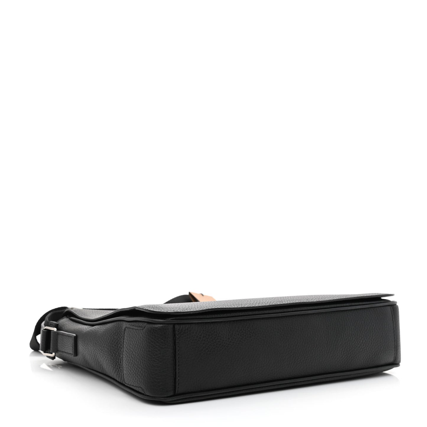 Grainy Calfskin Embossed Bruno Messenger Black
