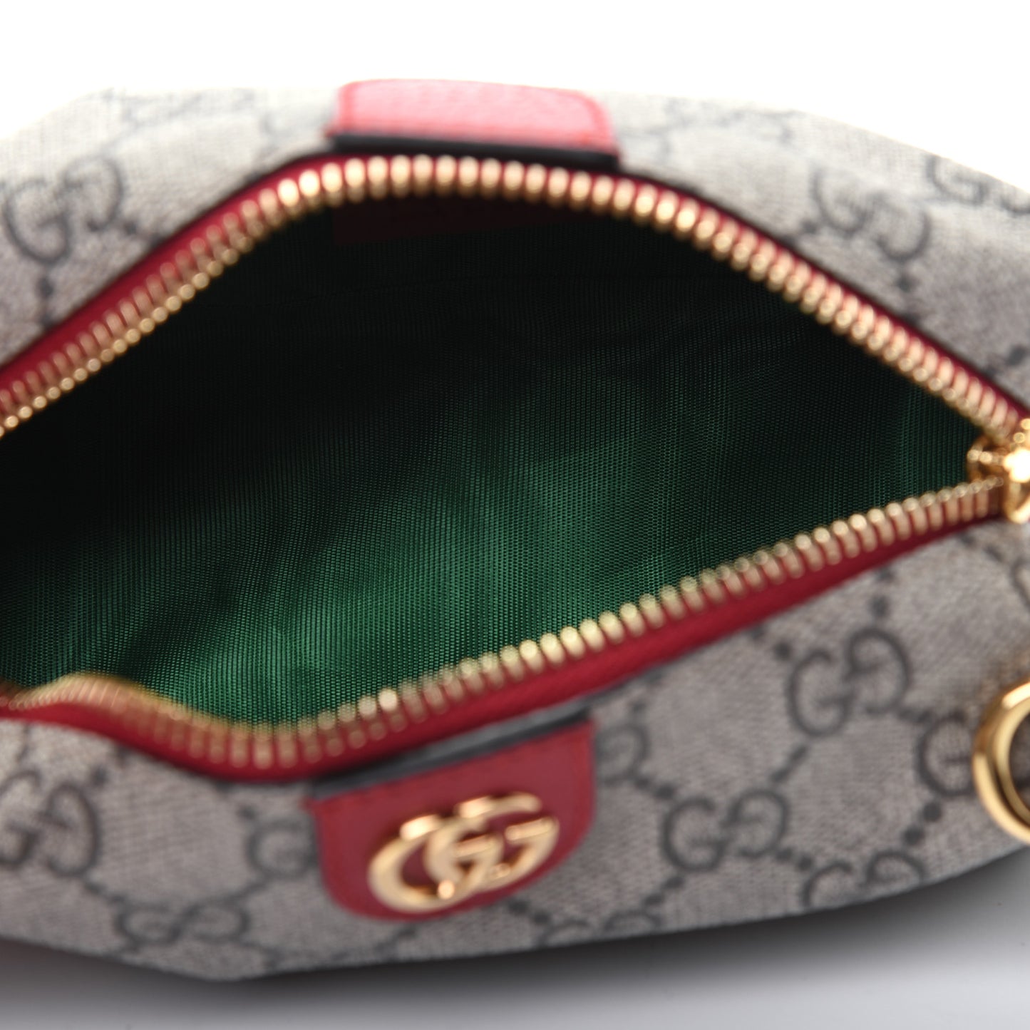 Soft GG Supreme Monogram Calfskin Small Ophidia Cosmetic Case Beige Ebony Hibiscus Red