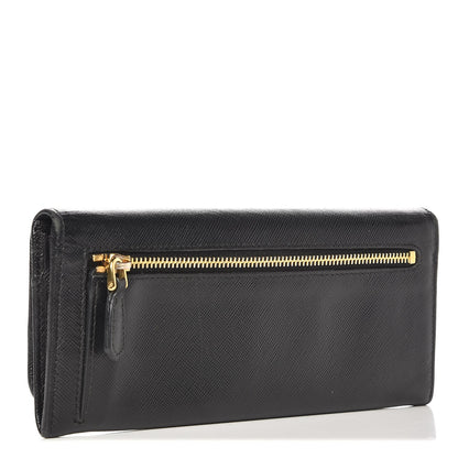 Prada Saffiano Bow Continental Wallet Nero Black 3 of 7