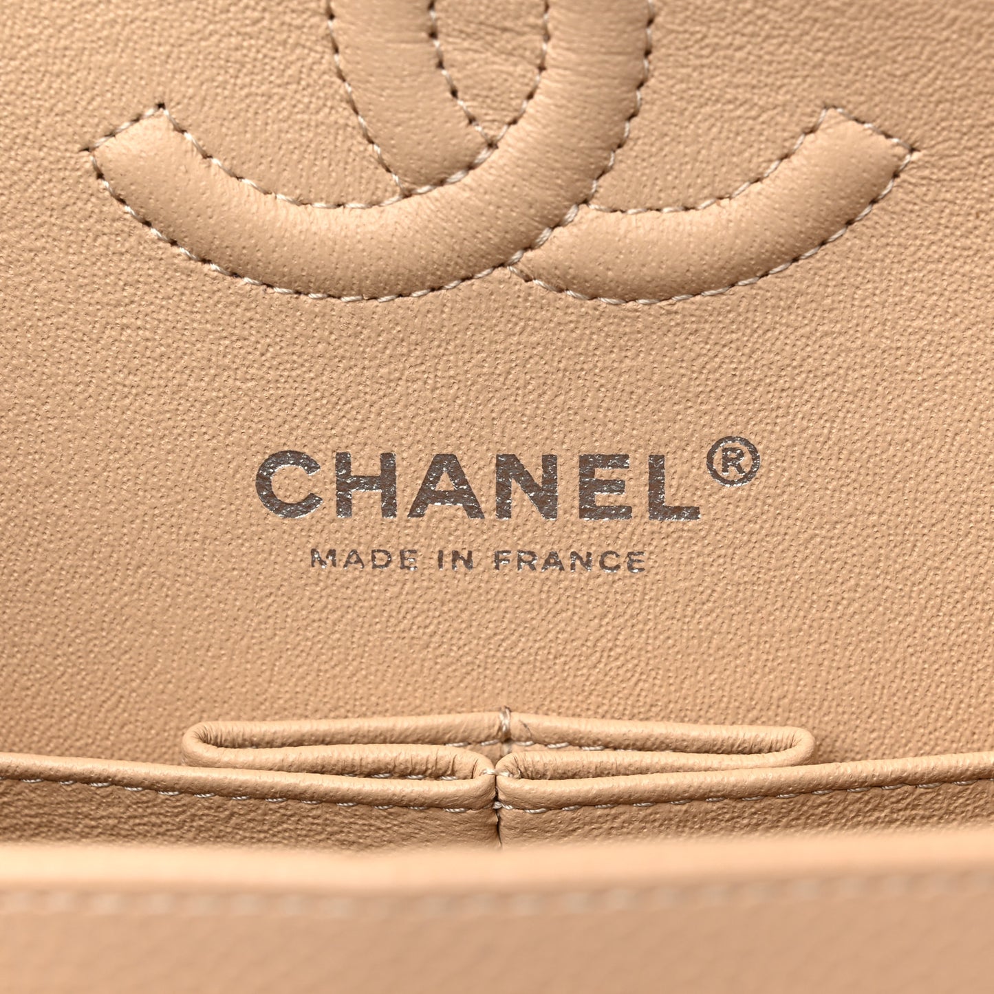 Caviar Quilted Small Double Flap Beige