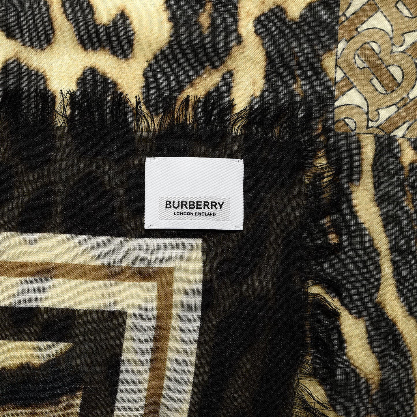 Silk Gauze Leopard TB Square Scarf Archive Beige