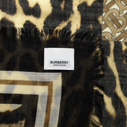Burberry Silk Gauze Leopard TB Square Scarf Archive Beige 3 of 3