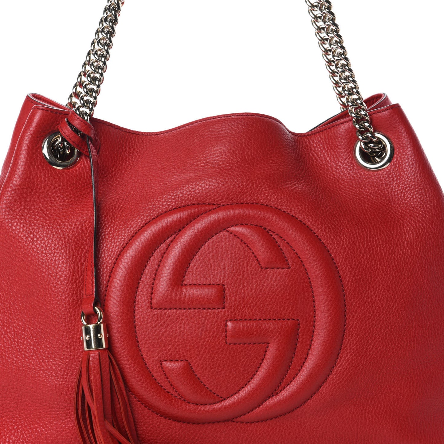 Pebbled Calfskin Medium Soho Chain Shoulder Bag Tabasco Red