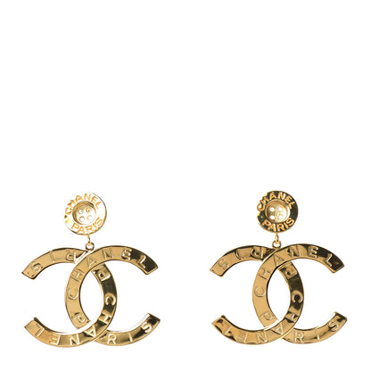 Chanel Metal Large Paris Button Earrings Gold 1 of 4