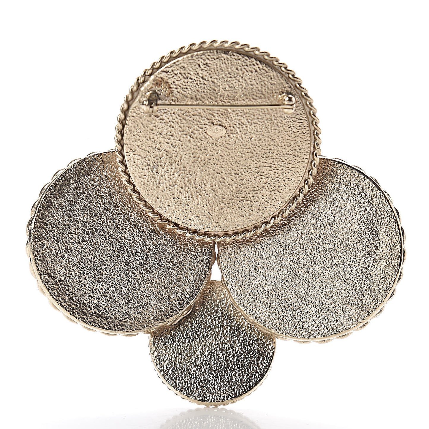 Logo Button Brooch Gold