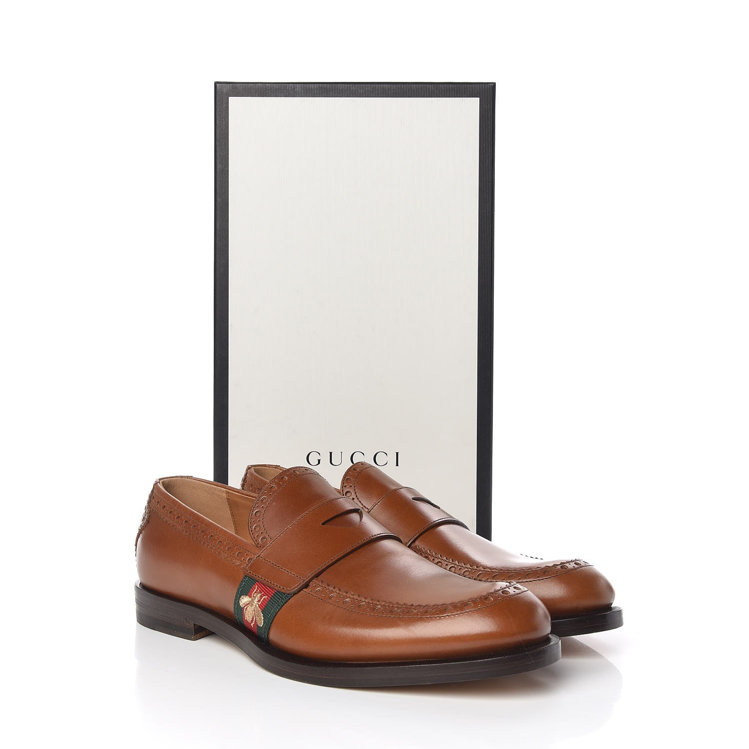 Gucci Calfskin Web Bee Mens Spirit Loafers 7.5 Cuir 9 of 9