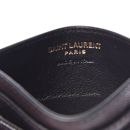Saint Laurent Grain De Poudre Matelasse Chevron Monogram Credit Card Case Black 6 of 8