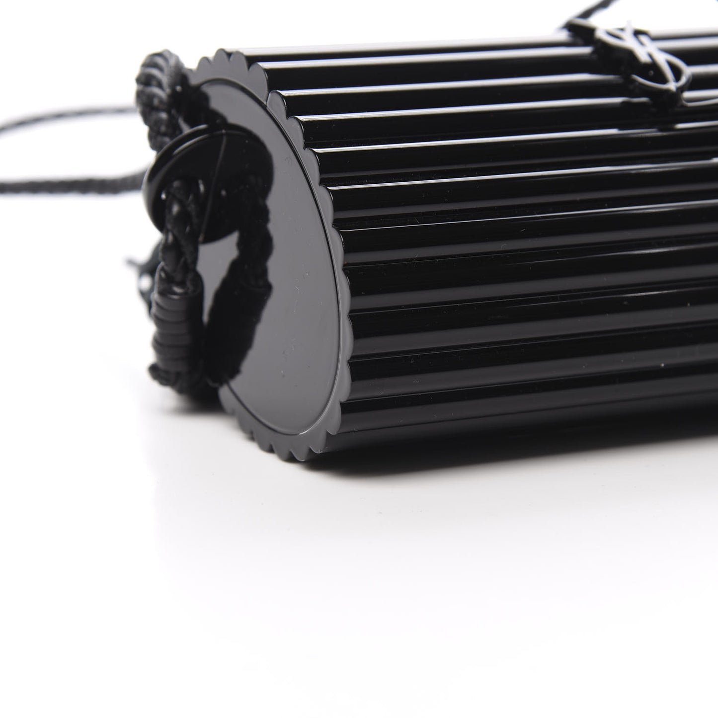 Ribbed Plexiglass Lambskin Fringe Monogram Opium Box Bag Black