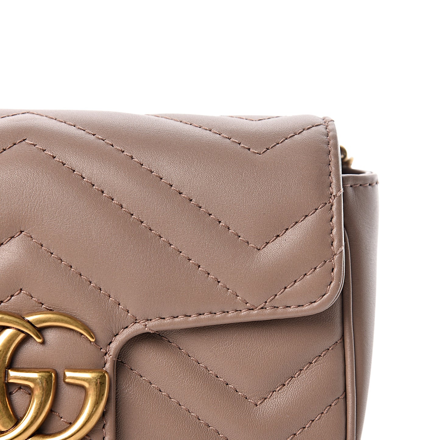 Calfskin Matelasse Super Mini GG Marmont Shoulder Bag Porcelain Rose