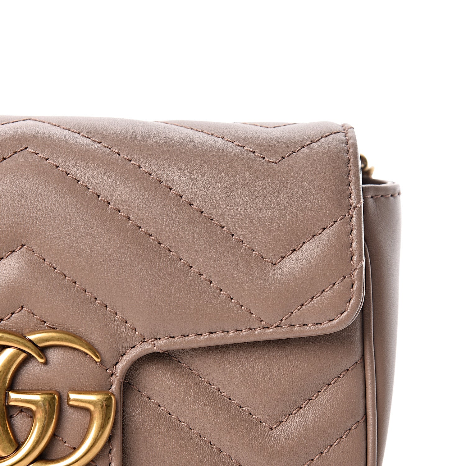 Gucci Calfskin Matelasse Super Mini GG Marmont Shoulder Bag Porcelain Rose 11 of 11