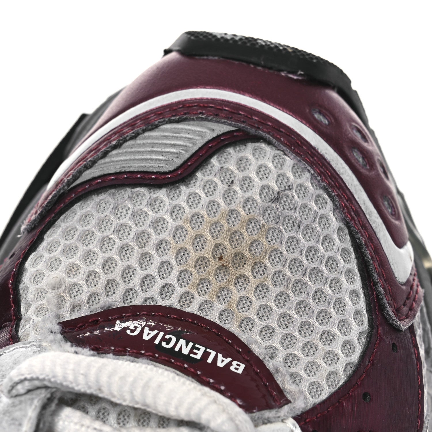 Balenciaga Mesh Rubber Distressed Womens Runner Sneakers 39 White Burgundy Grey 11 of 12