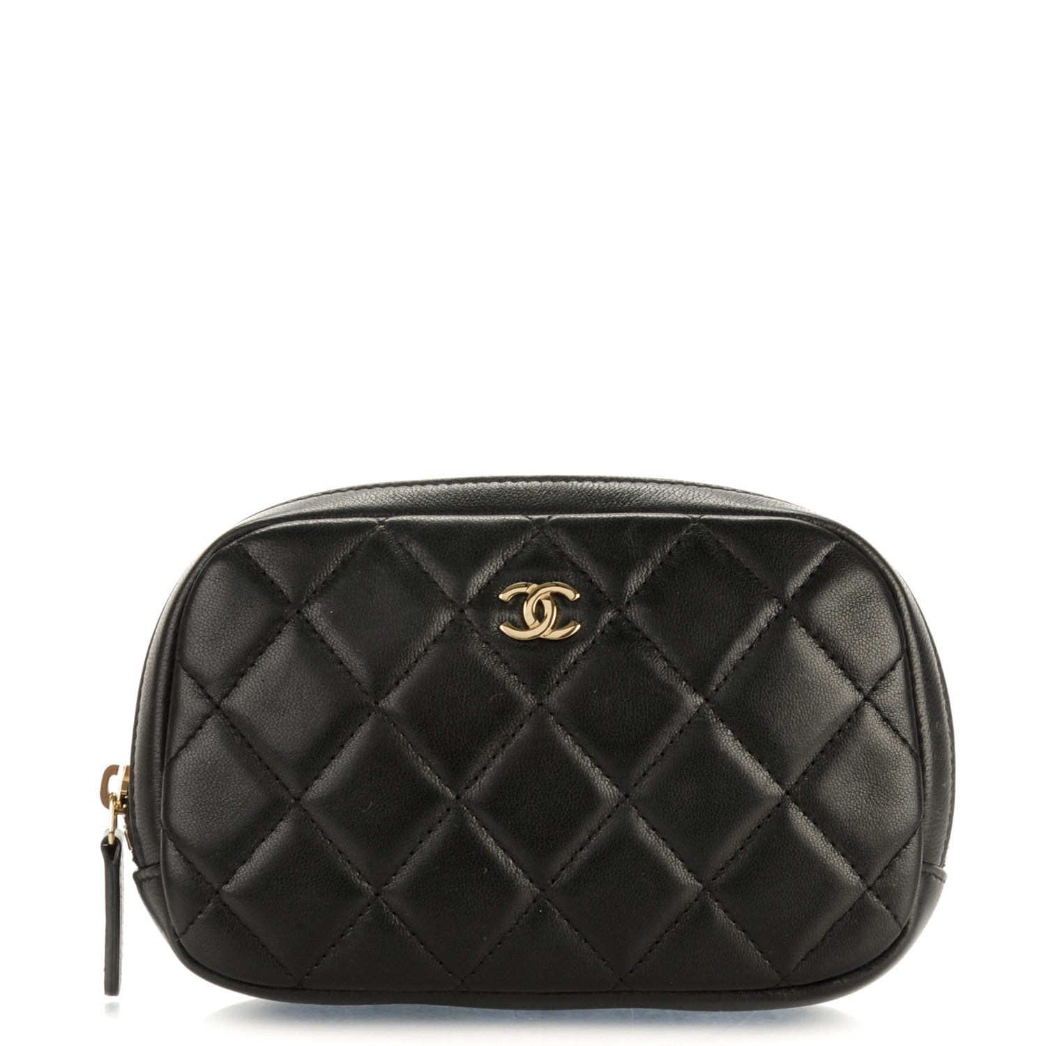 Chanel Lambskin Quilted Small Curvy Pouch Cosmetic Case Black 1 of 7