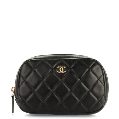 Chanel Lambskin Quilted Small Curvy Pouch Cosmetic Case Black 1 of 7