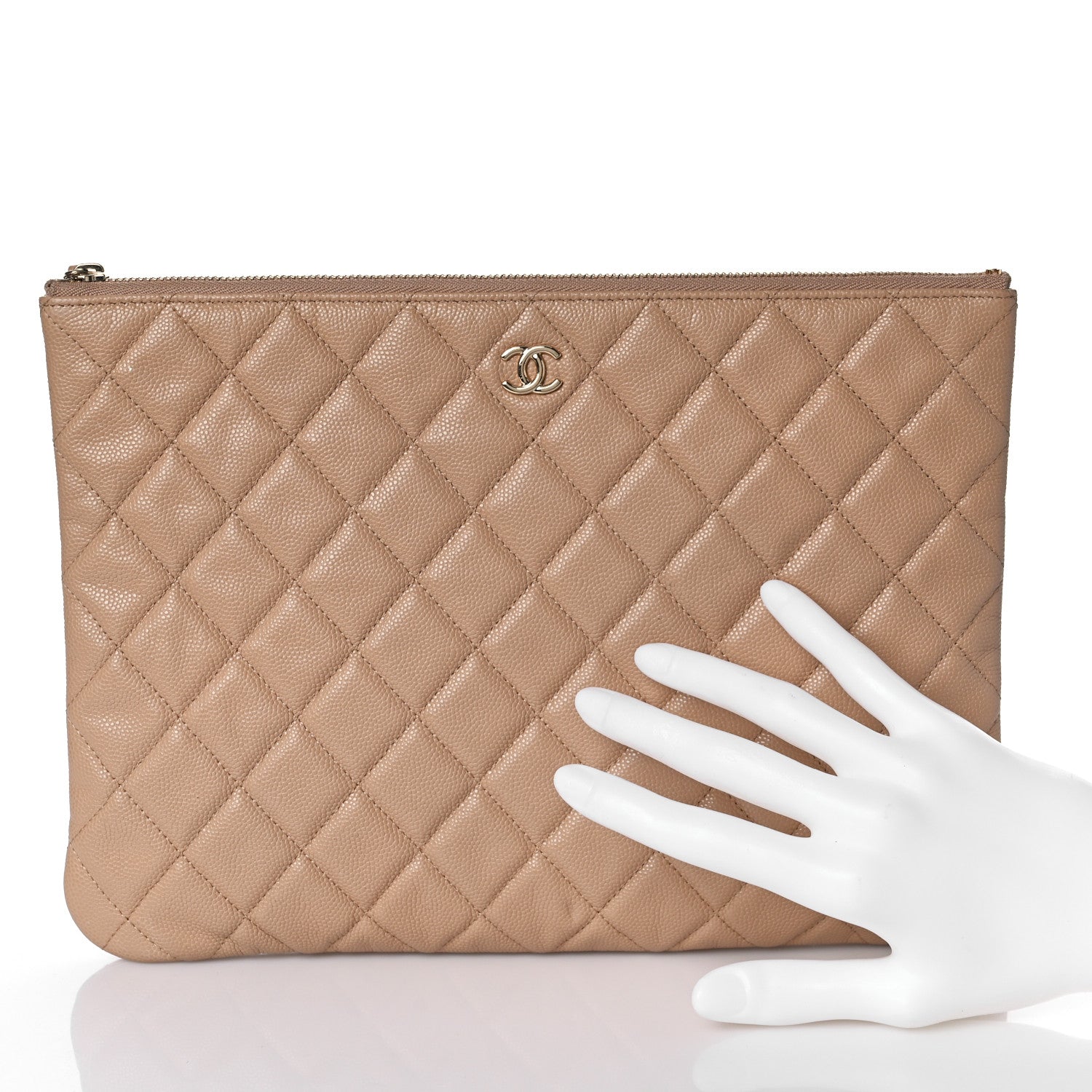 Chanel Caviar Quilted Medium Cosmetic Case Beige 2 of 11