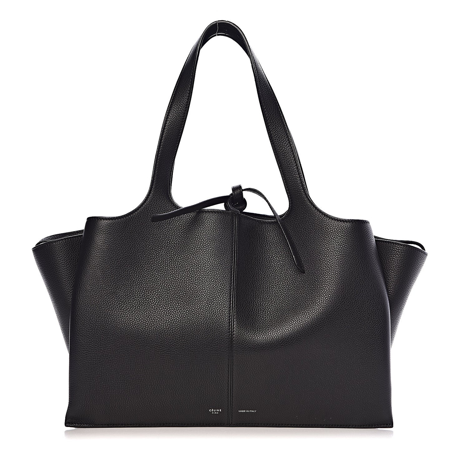 Baby Grained Calfskin Medium Tri-Fold Bag Black