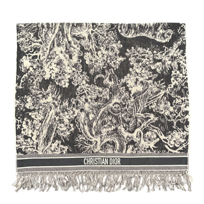 Christian Dior Cotton Toile De Jouy Reverse Towel Grey Ivory 2 of 4