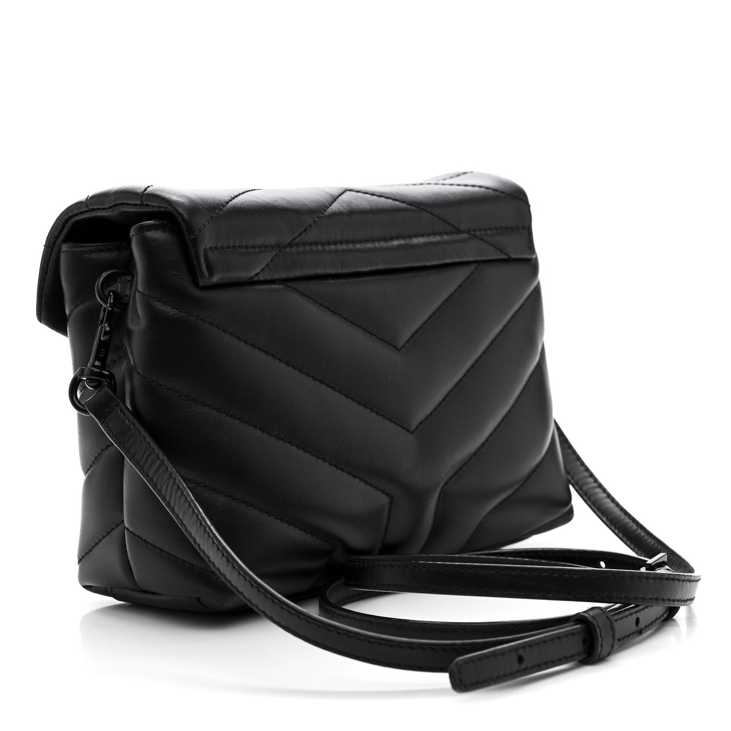 Saint Laurent Calfskin Y Quilted Monogram Monochrome Toy Loulou Crossbody Bag Black 3 of 12