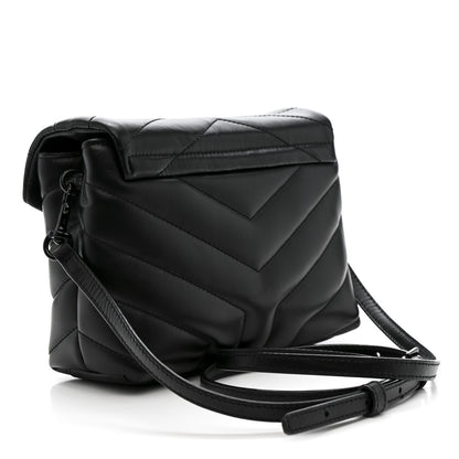 Saint Laurent Calfskin Y Quilted Monogram Monochrome Toy Loulou Crossbody Bag Black 3 of 12