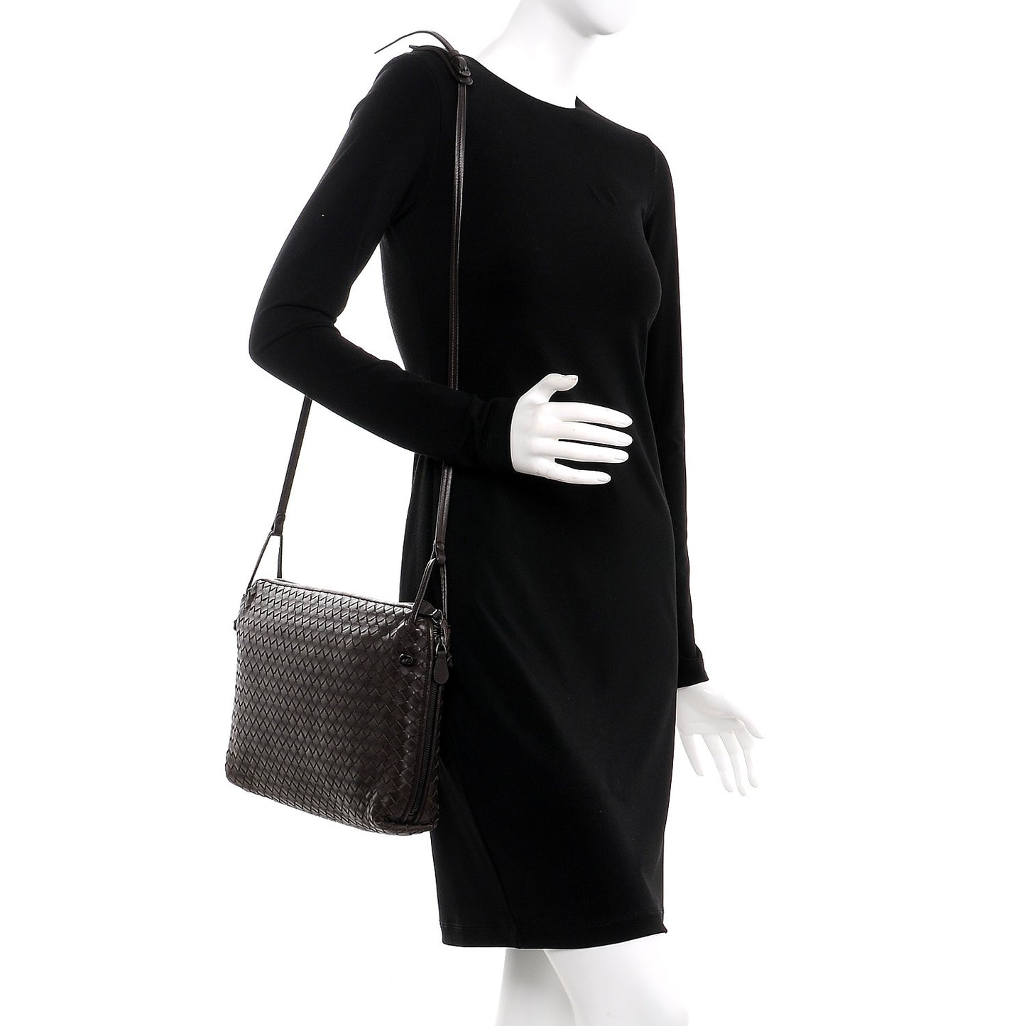 Nappa Intrecciato Pillow Crossbody Messenger Ebano