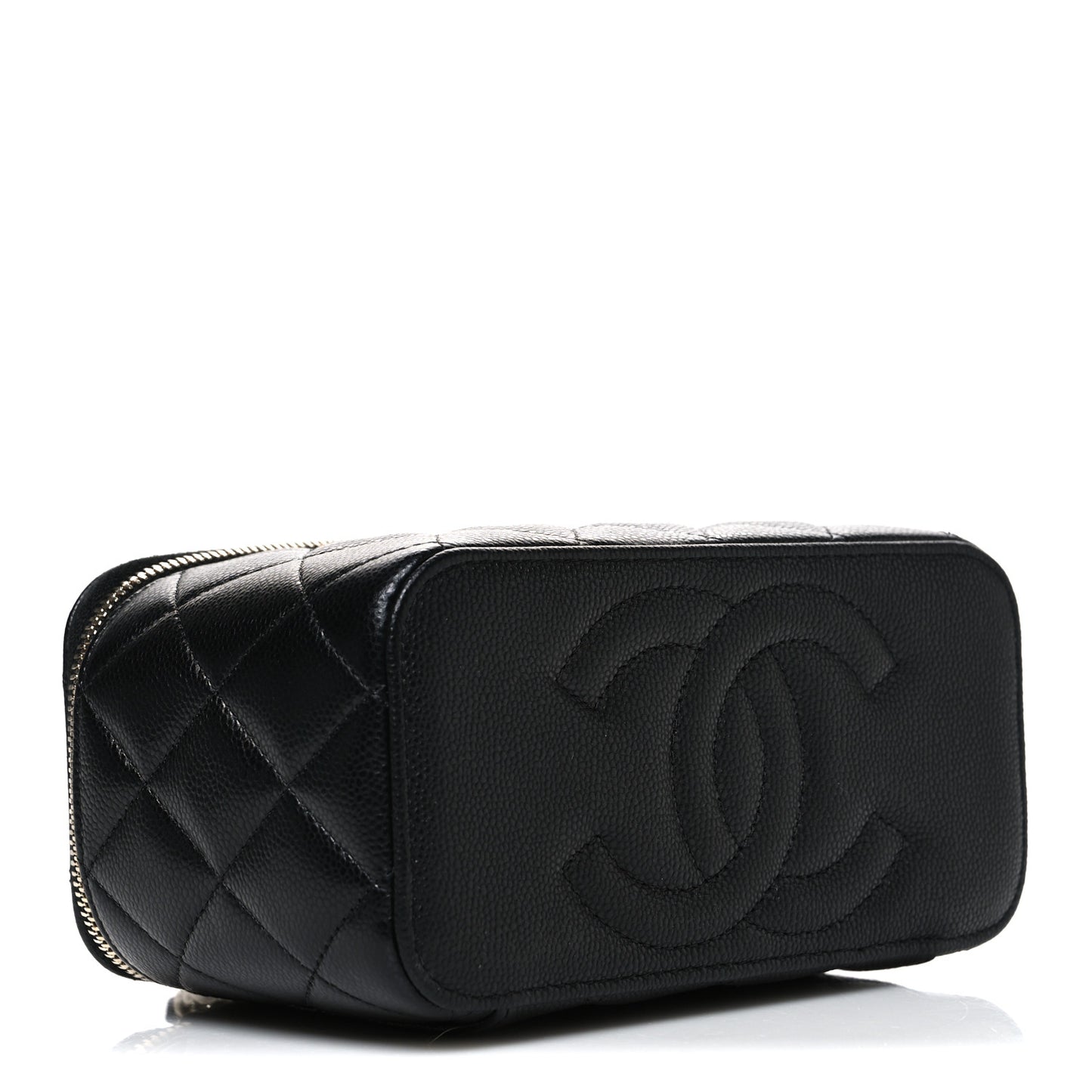 Caviar Quilted Small Vanity Case With Chain Black
