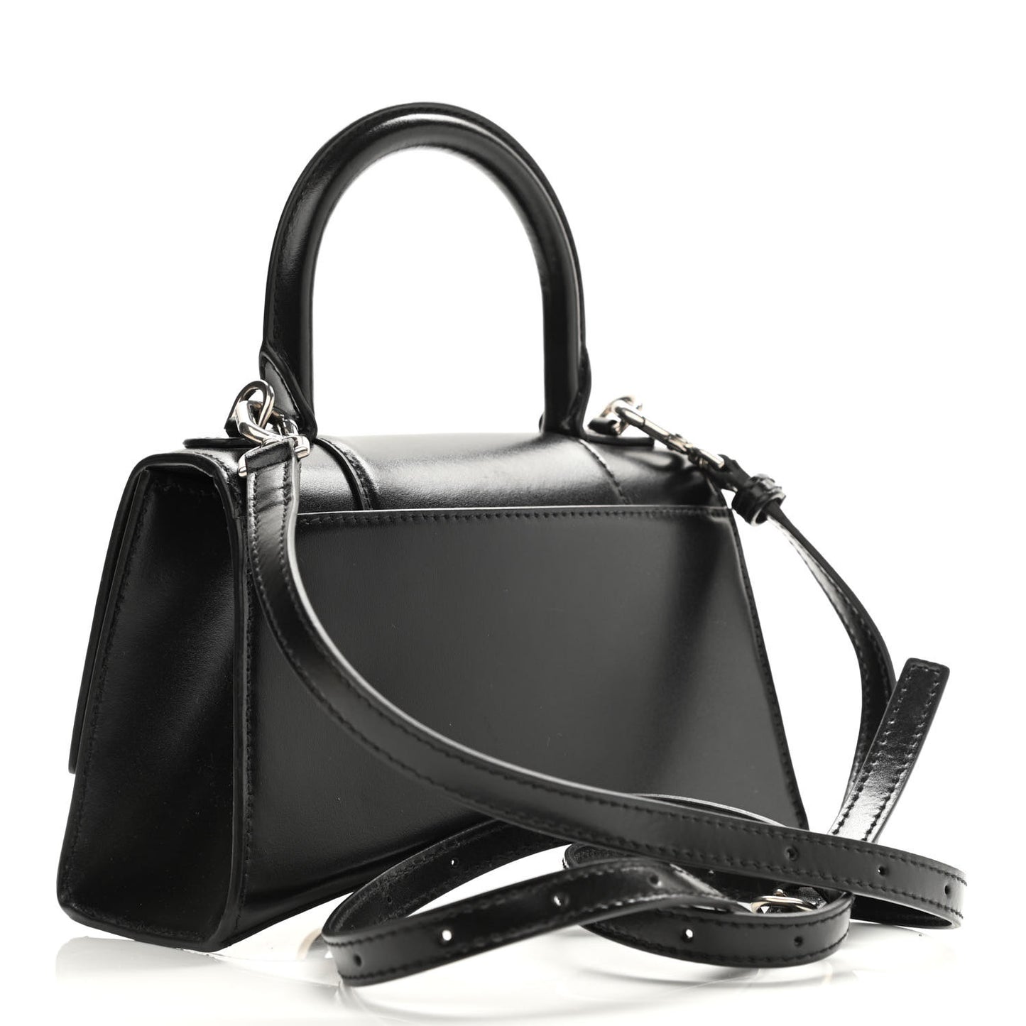Box Calfskin Graffiti Logo Hourglass Top Handle Bag XS Black Silver