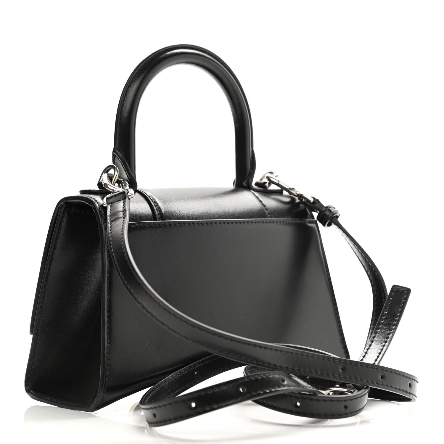 Balenciaga Box Calfskin Graffiti Logo Hourglass Top Handle Bag XS Black Silver 2 of 12
