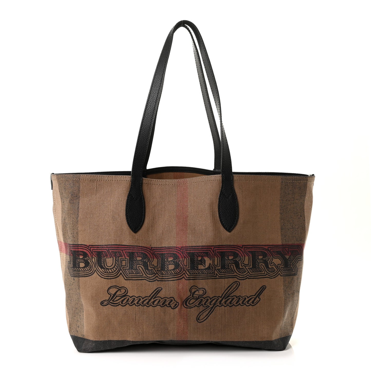 Coated Canvas Mega Check Medium Doodle Tote Black