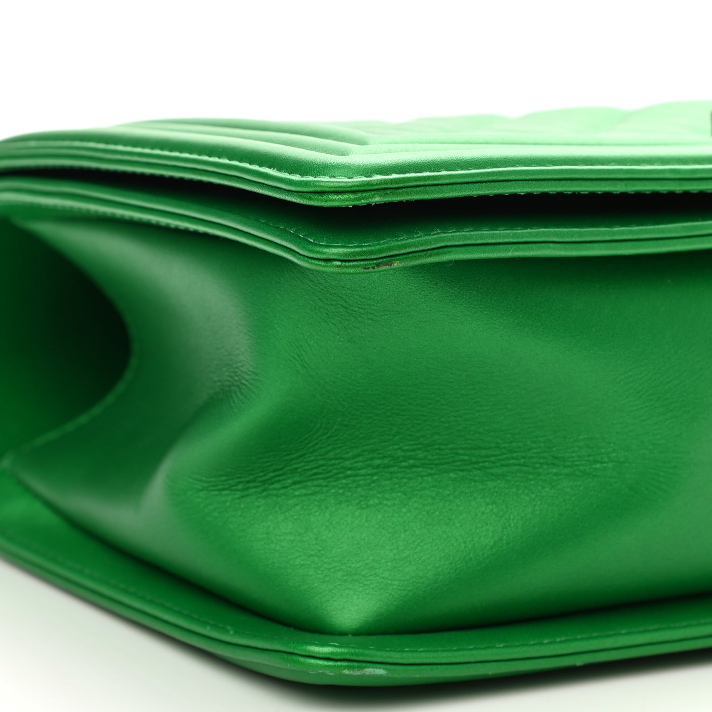 Metallic Calfskin Quilted Medium Boy Flap Green