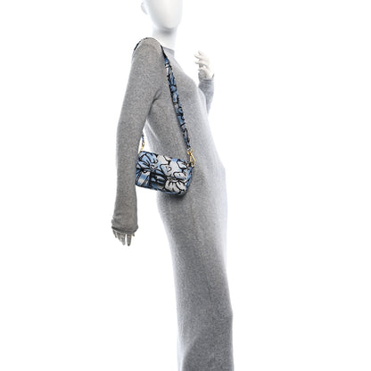 Fendi X JOSHUA VIDES Nylon Flower Clouds Print Mini Belt Baguette White Celeste Black 2 of 10