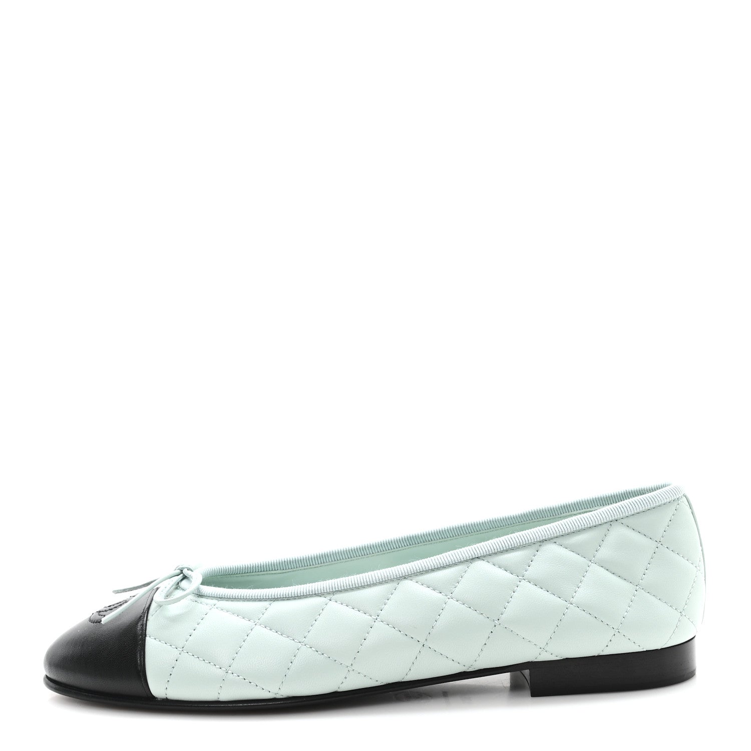 Chanel Lambskin Quilted CC Cap Toe Ballerina Flats 38.5 Light Blue 1 of 10