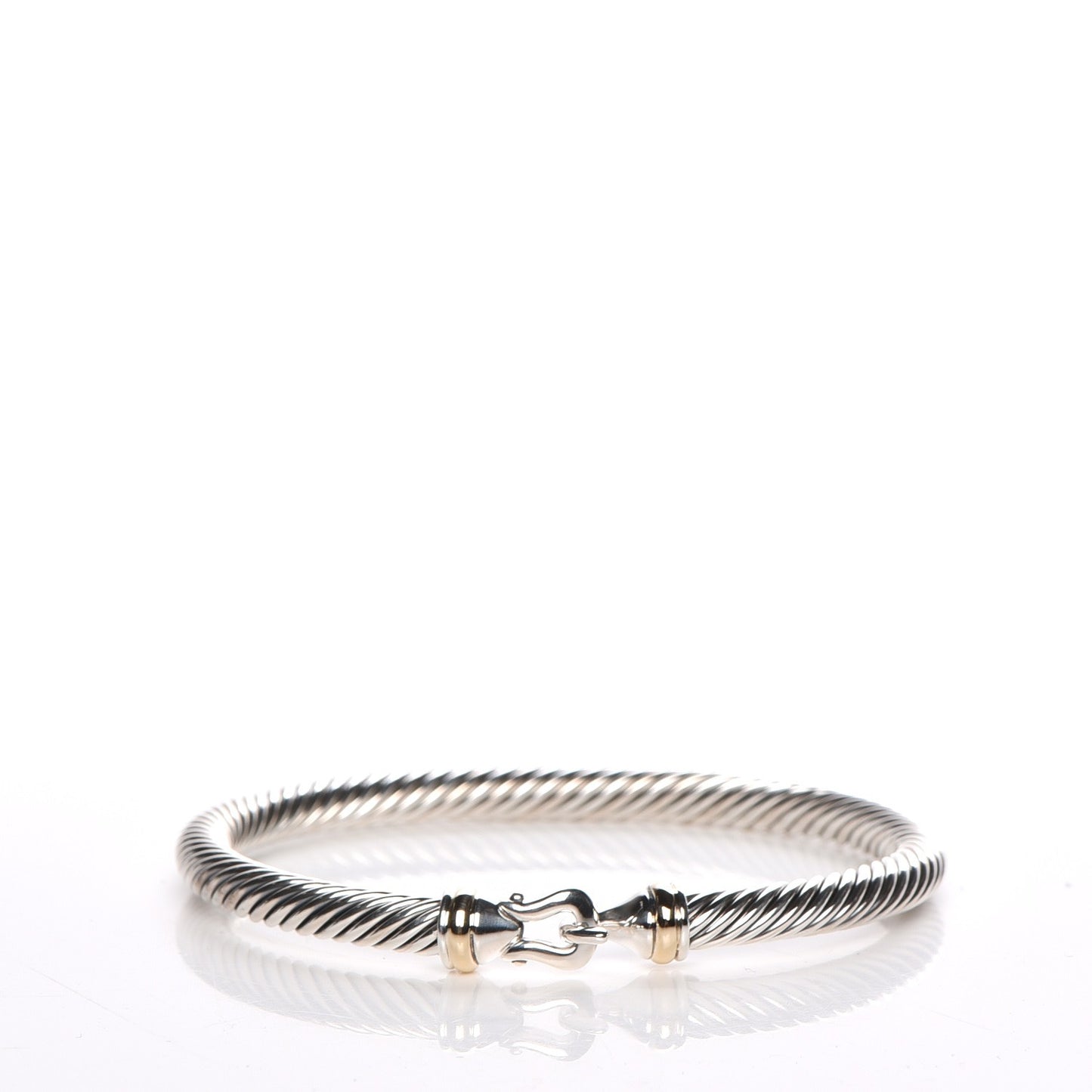 Sterling Silver 18K Yellow Gold 5mm Cable Classic Buckle Bracelet