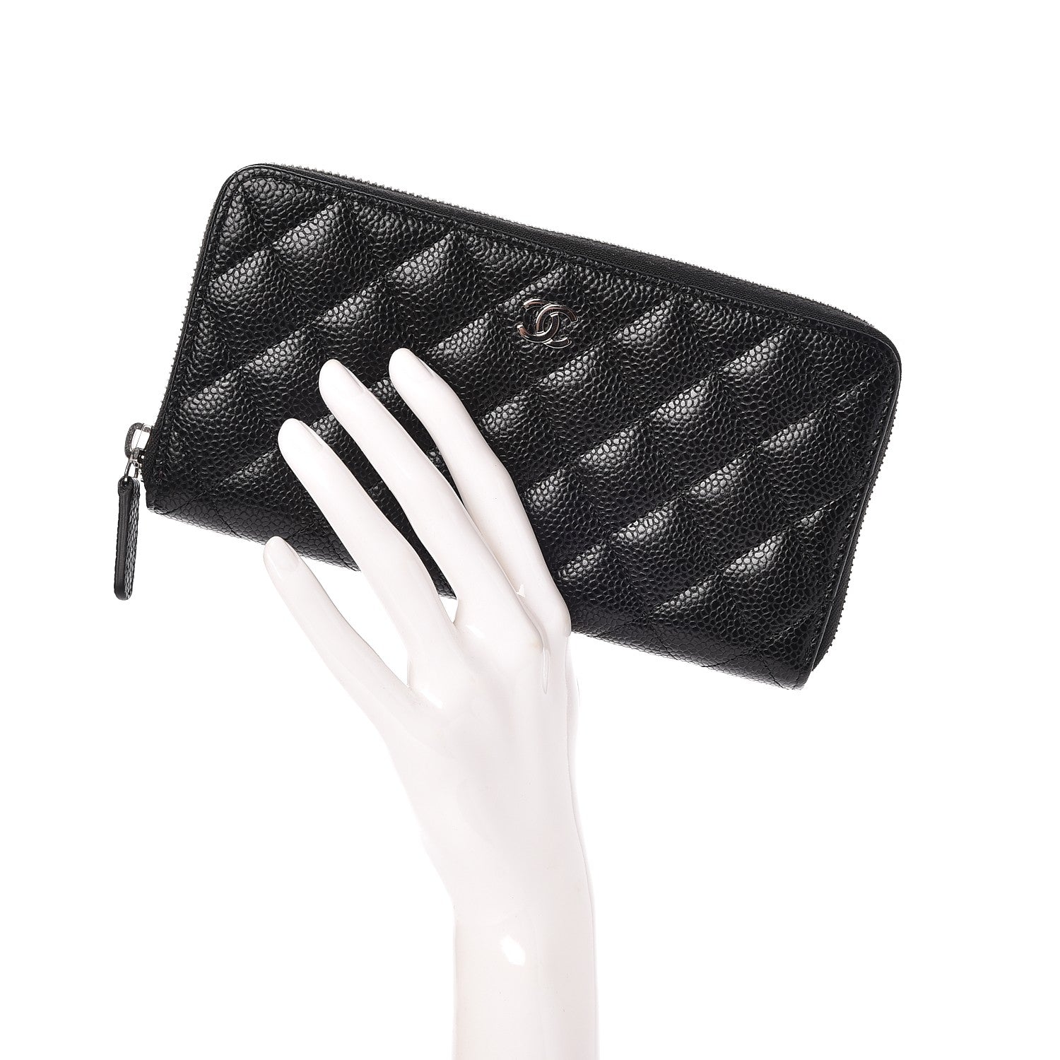 Chanel Caviar Quilted Large Gusset Zip Around Wallet Black 2 of 9