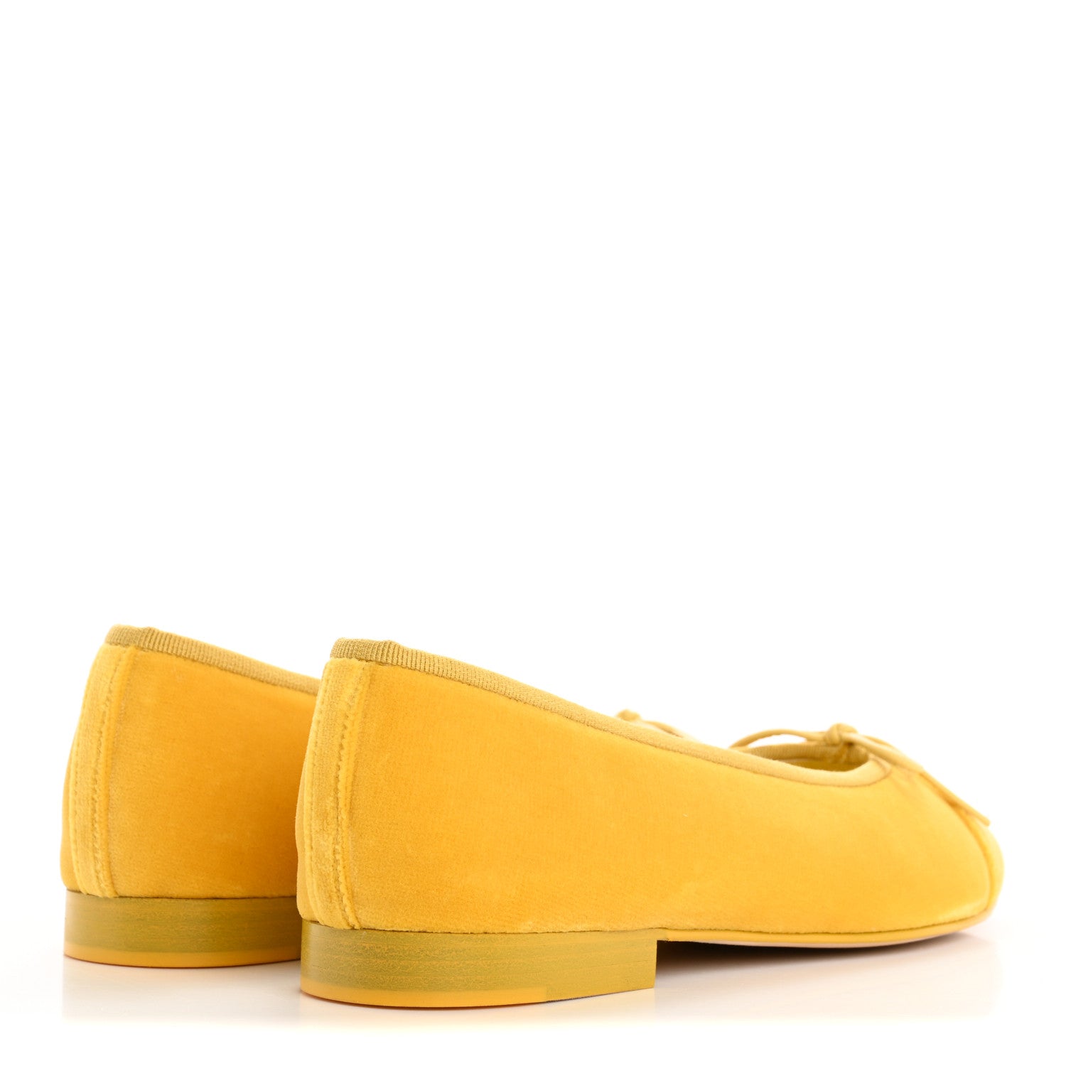 Chanel Velvet Cap Toe Ballerina Flats 37 Yellow 5 of 10
