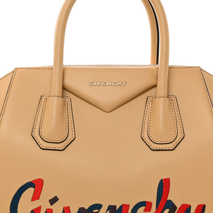 Givenchy Calfskin Embroidered Logo Small Antigona Beige Camel 8 of 11