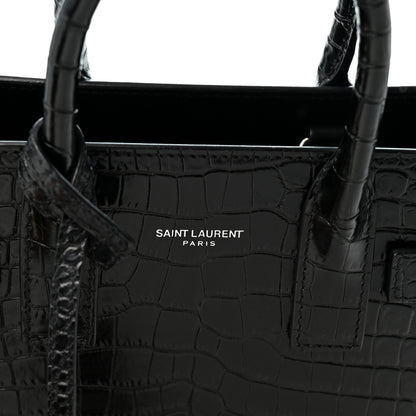 Saint Laurent Calfskin Crocodile Embossed Nano Sac De Jour Black 6 of 10