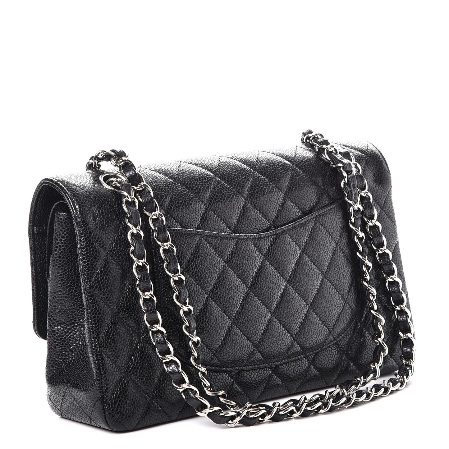 Caviar Quilted Medium Double Flap Black