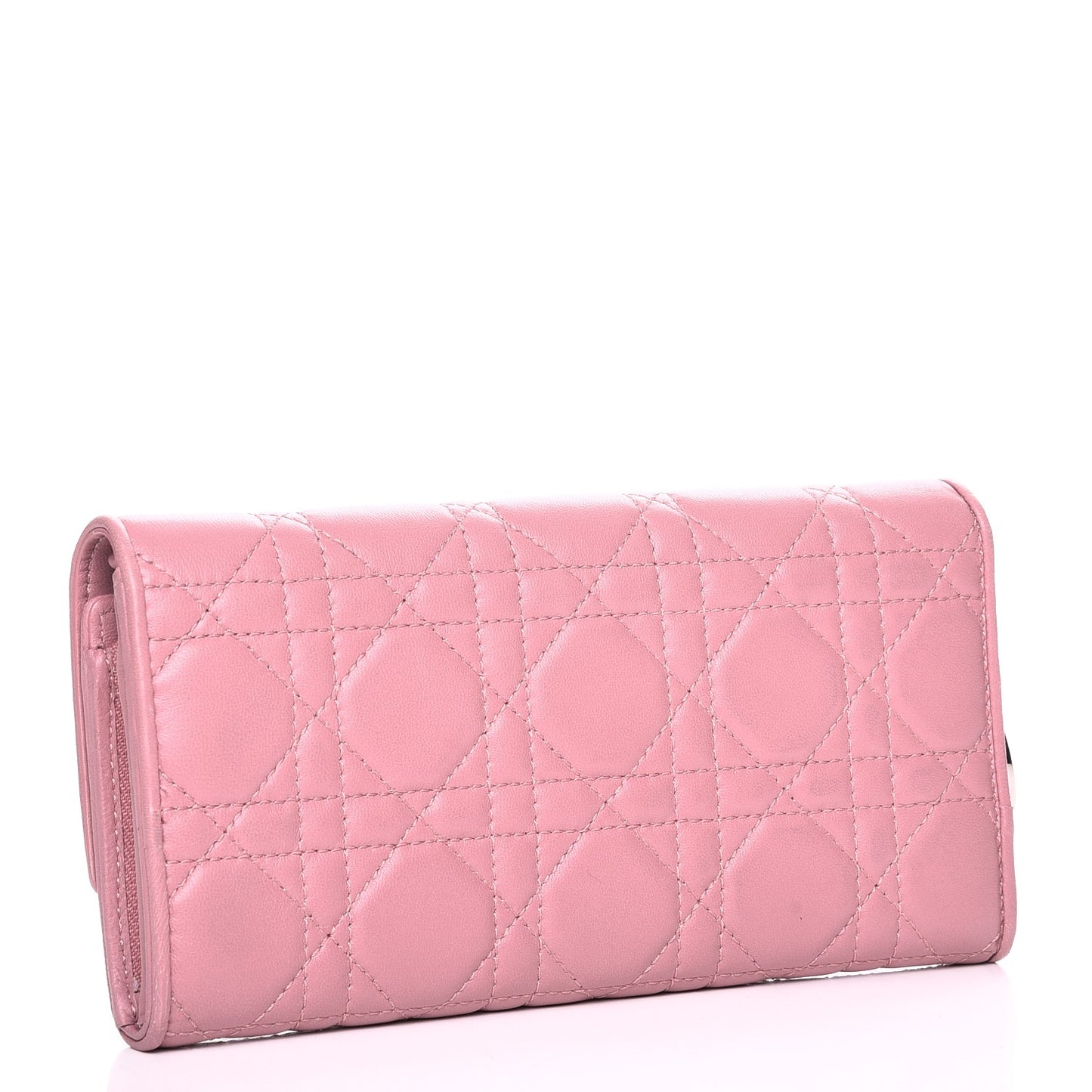 Lambskin Cannage Lady Dior Rendezvous Wallet Pink