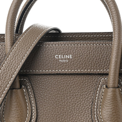 Celine Drummed Calfskin Nano Luggage Souris 9 of 12