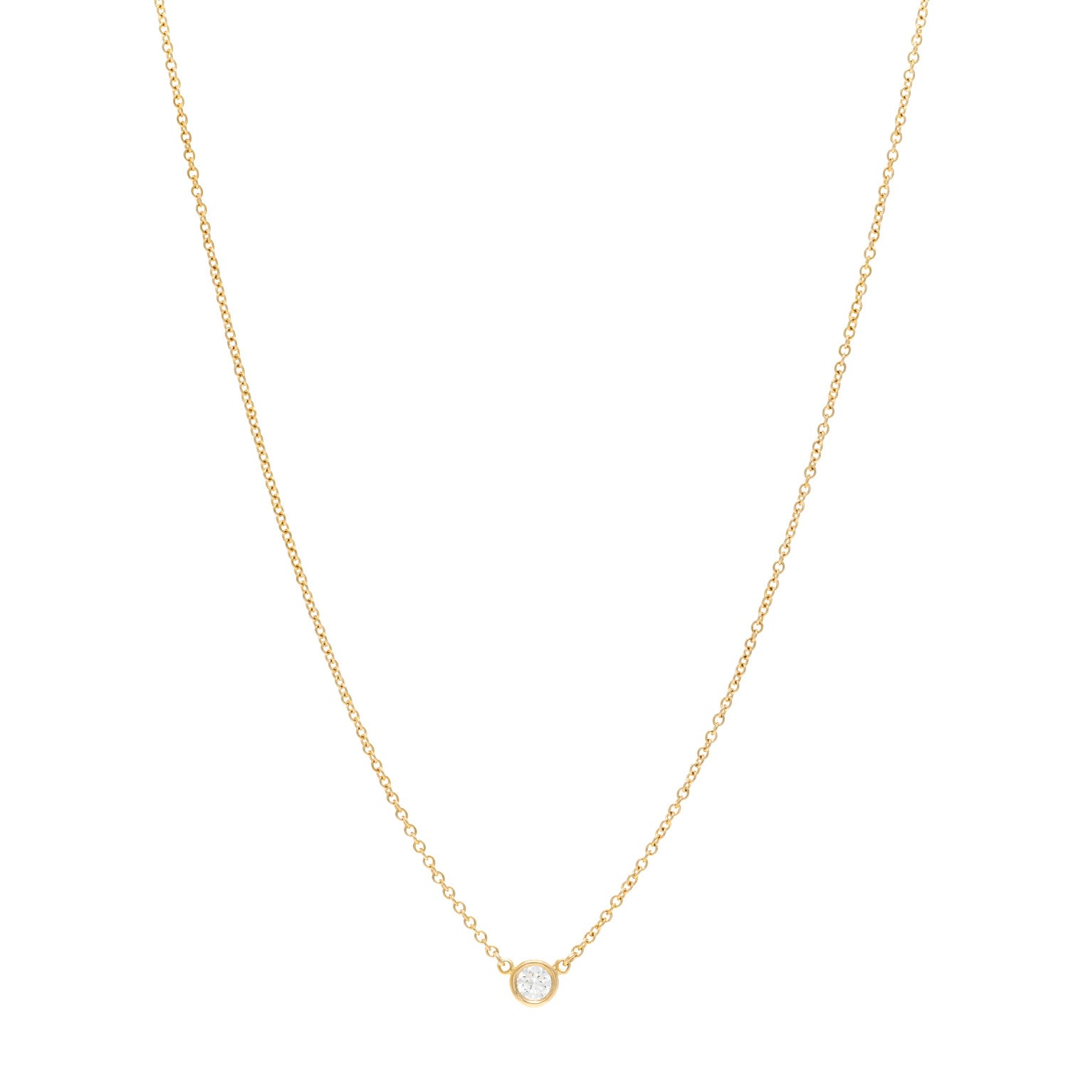 Tiffany 18K Yellow Gold Diamond .12ct Elsa Peretti Diamonds by the Yard Pendant Necklace 1 of 5