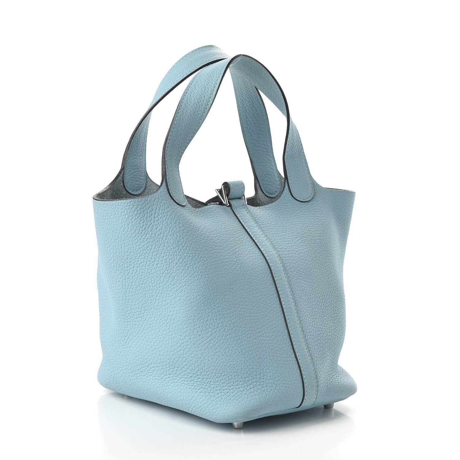 Hermes Taurillon Clemence Picotin Lock 18 PM Bleu Atoll 3 of 16