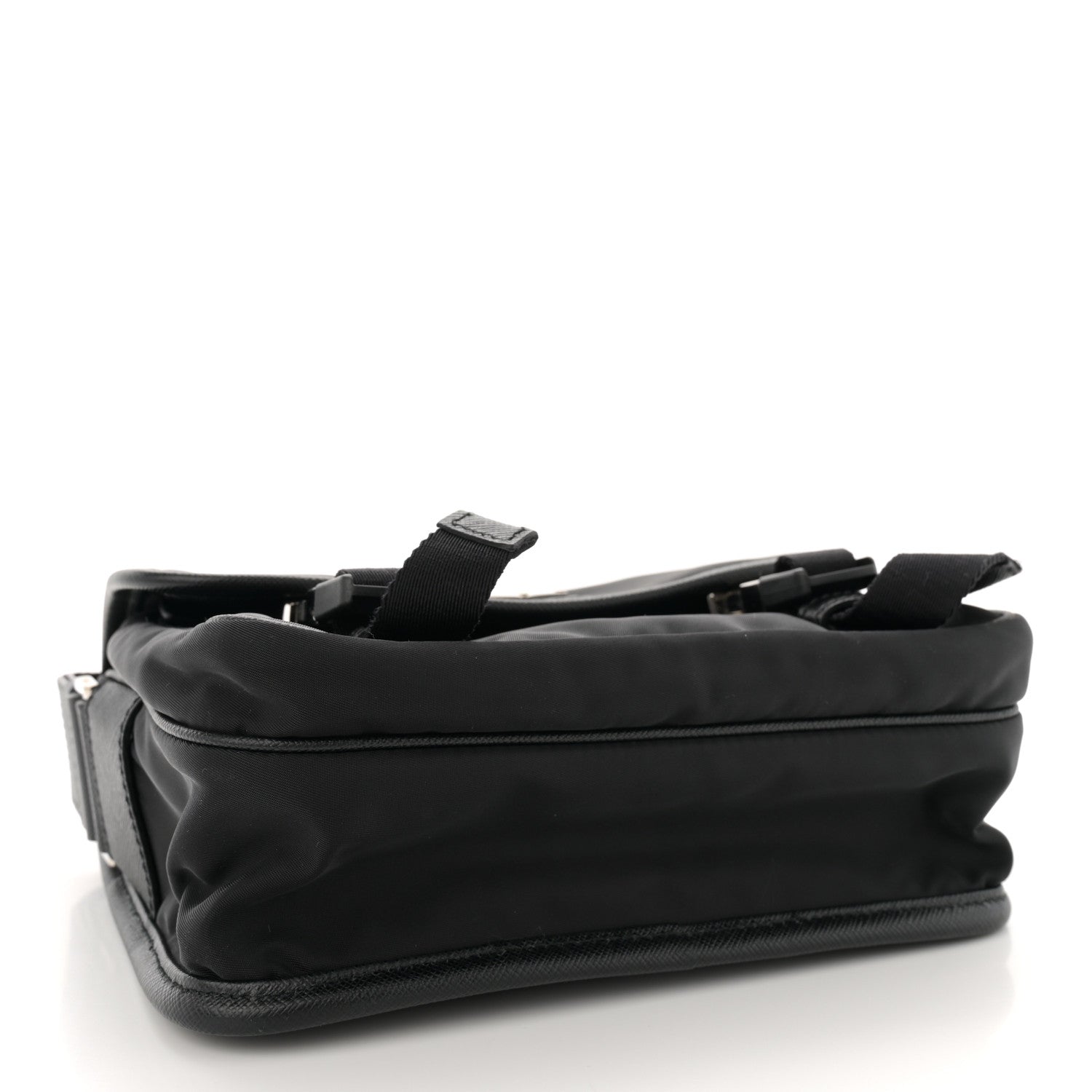 Prada Re-Nylon Saffiano Pocket Double Snap Buckle Shoulder Bag Black 4 of 14