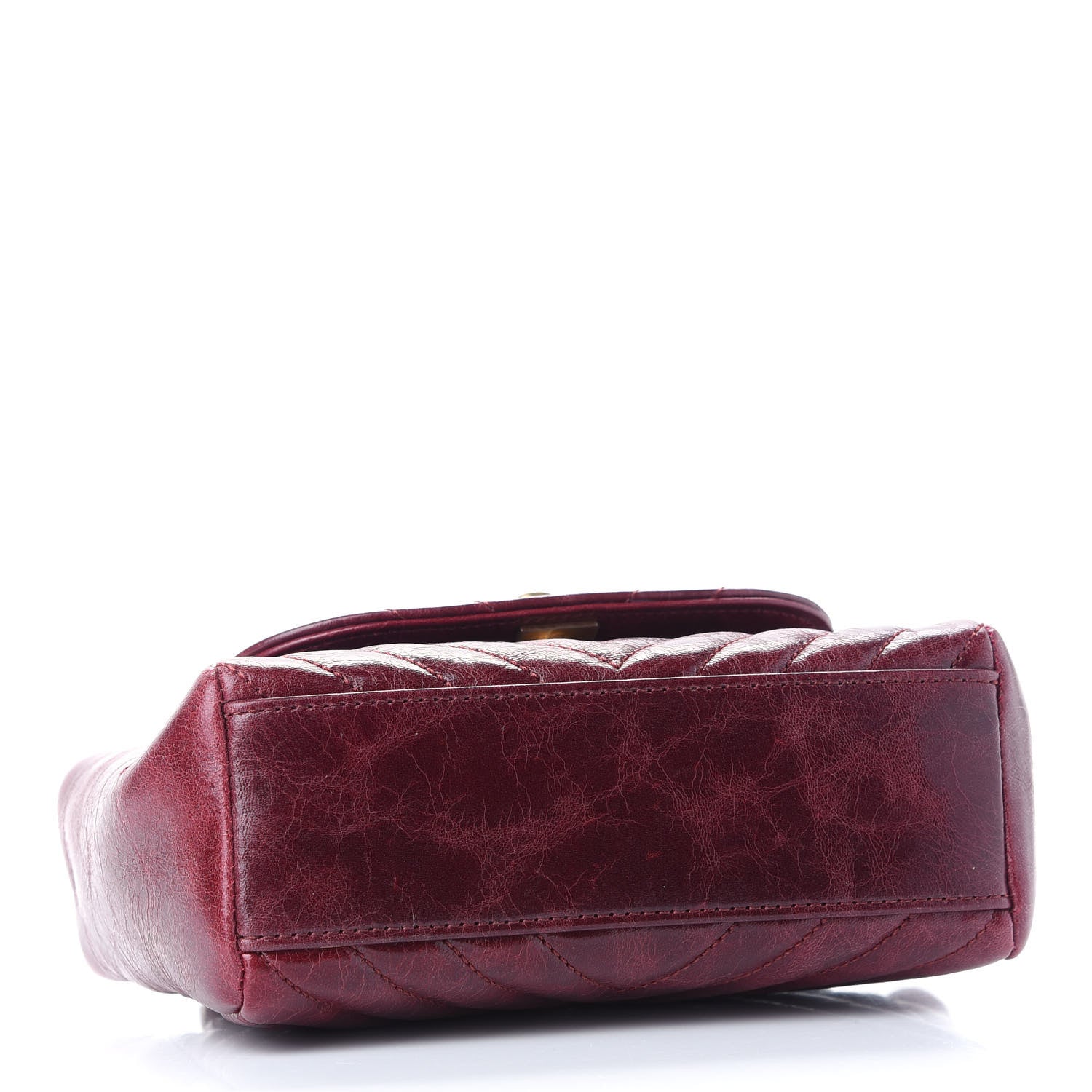 Chanel Glazed Calfskin Chevron Quilted Small Hampton Flap Burgundy 4 of 9