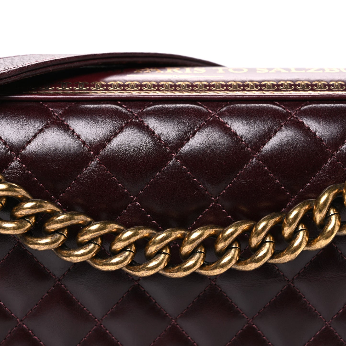 Calfskin Embossed New Medium Paris Salzburg Boy Flap Burgundy