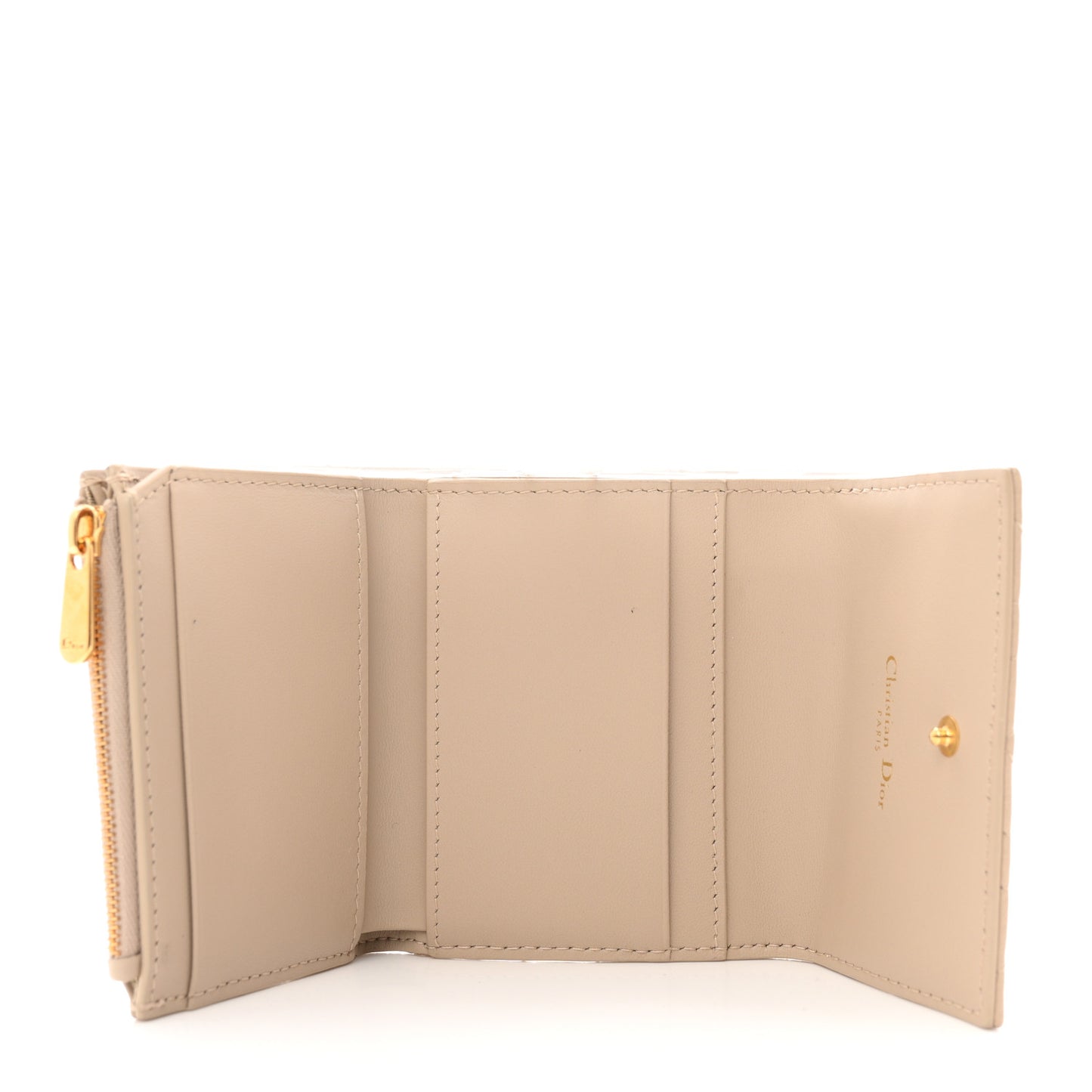 Supple Calfskin Cannage Caro Hibiscus Wallet Powder Beige