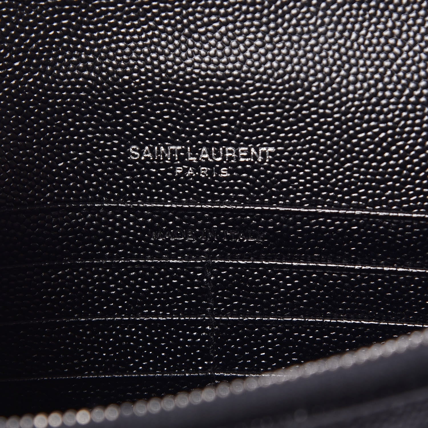 Saint Laurent Grain De Poudre Matelasse Chevron Monogram Envelope Chain Wallet Black 6 of 9
