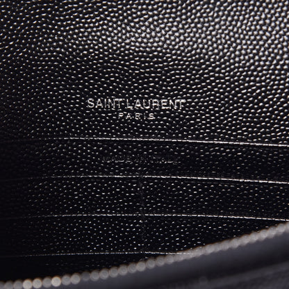 Saint Laurent Grain De Poudre Matelasse Chevron Monogram Envelope Chain Wallet Black 6 of 9