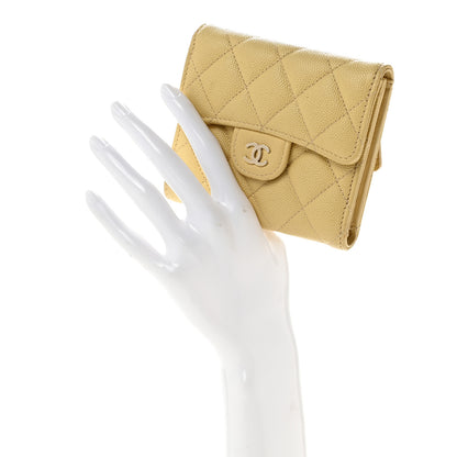 Chanel Caviar Quilted Compact Flap Wallet Yellow 2 of 12