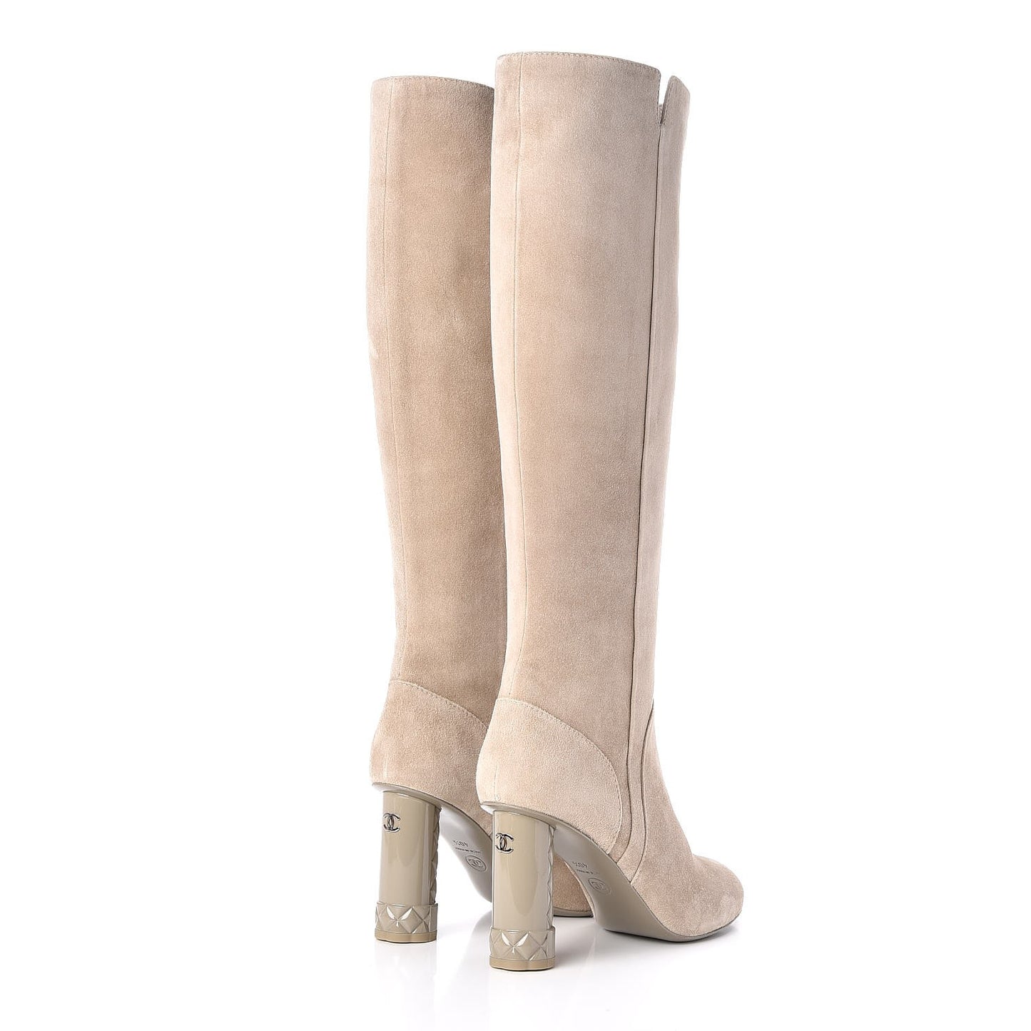 Suede Calfskin High Boots 40.5 Light Beige